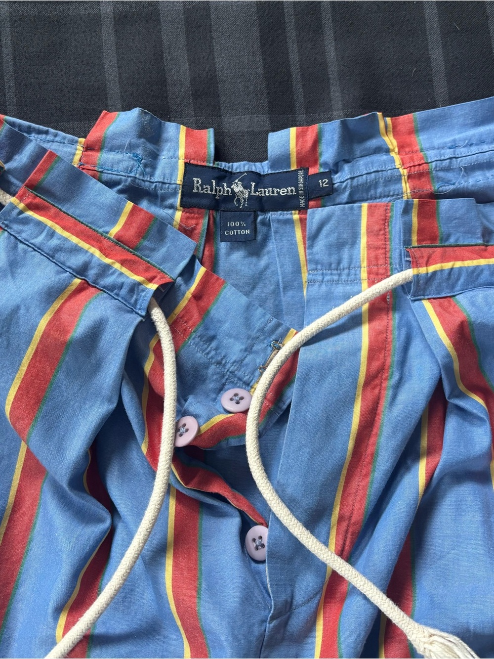 Ralph Lauren Blue Red Yellow Striped Cotton Shorts